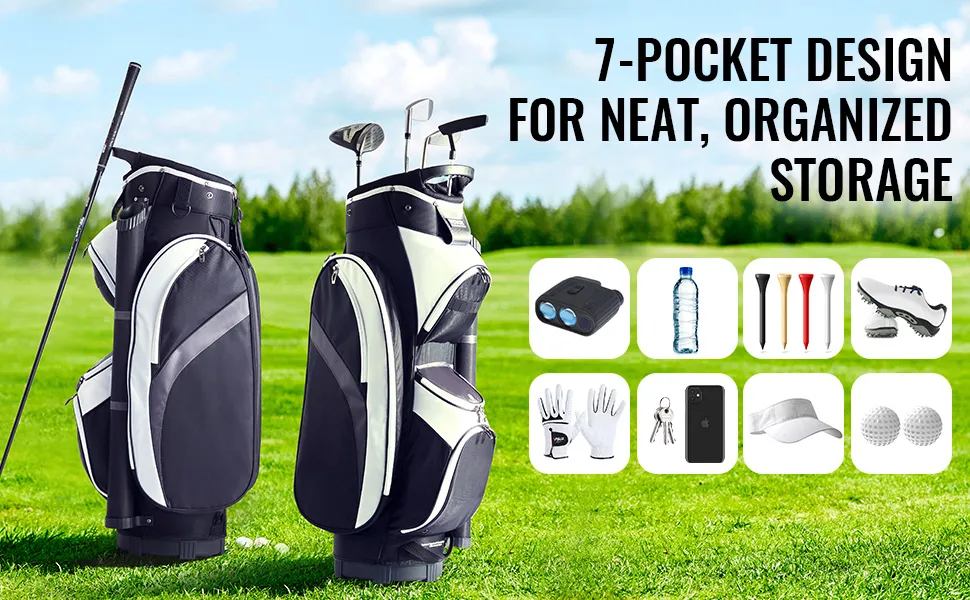 VEVOR-Golfcarttasche mit 7-Taschen-Design zur übersichtlichen Aufbewahrung von Golfschlägern und Zubehör.