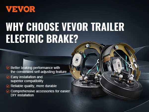 VEVOR trailer electric brake kits with self-adjusting feature, easy installation, and durable quality.