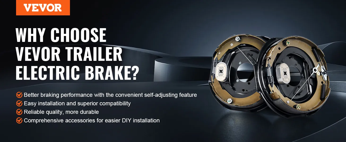 VEVOR electric trailer brake assembly offers better braking, easy installation, durable quality, and diy accessories.