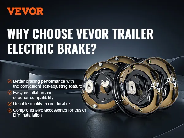 Conjunto de freno de remolque eléctrico VEVOR: rendimiento de frenado superior, fácil instalación, calidad duradera.