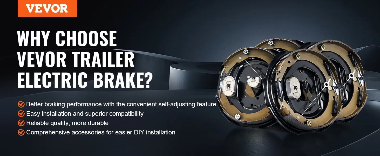 Conjunto de freno de remolque eléctrico VEVOR: rendimiento de frenado superior, fácil instalación, calidad duradera.