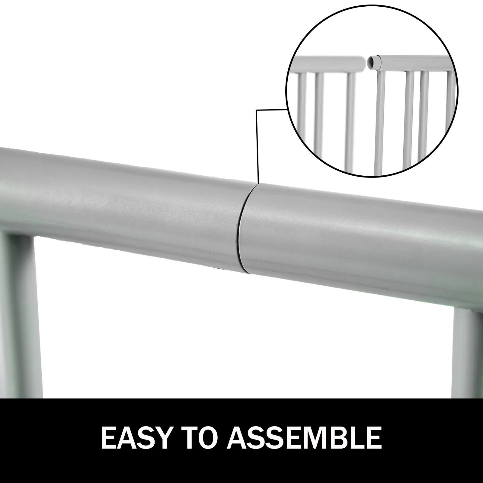 VEVOR bike rack connection detail, highlighting easy assembly, with a close-up of the joining mechanism.