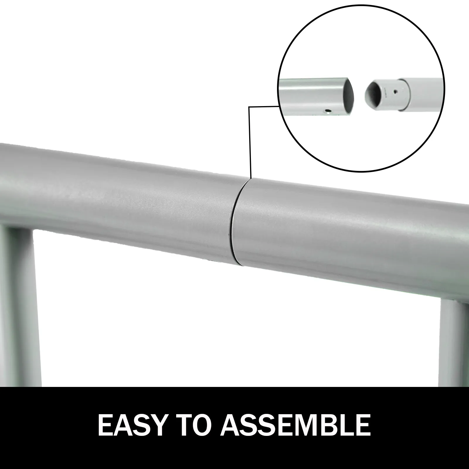 VEVOR bike rack easy-to-assemble silver frame close-up with connection detail.