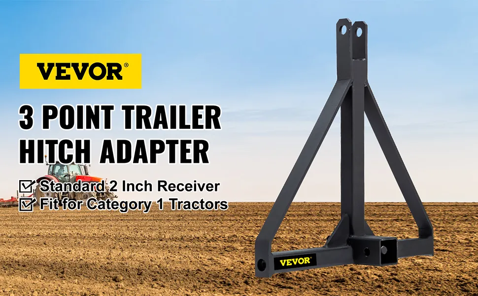 VEVOR trailer hitch adapter for category 1 tractors with 2 inch receiver