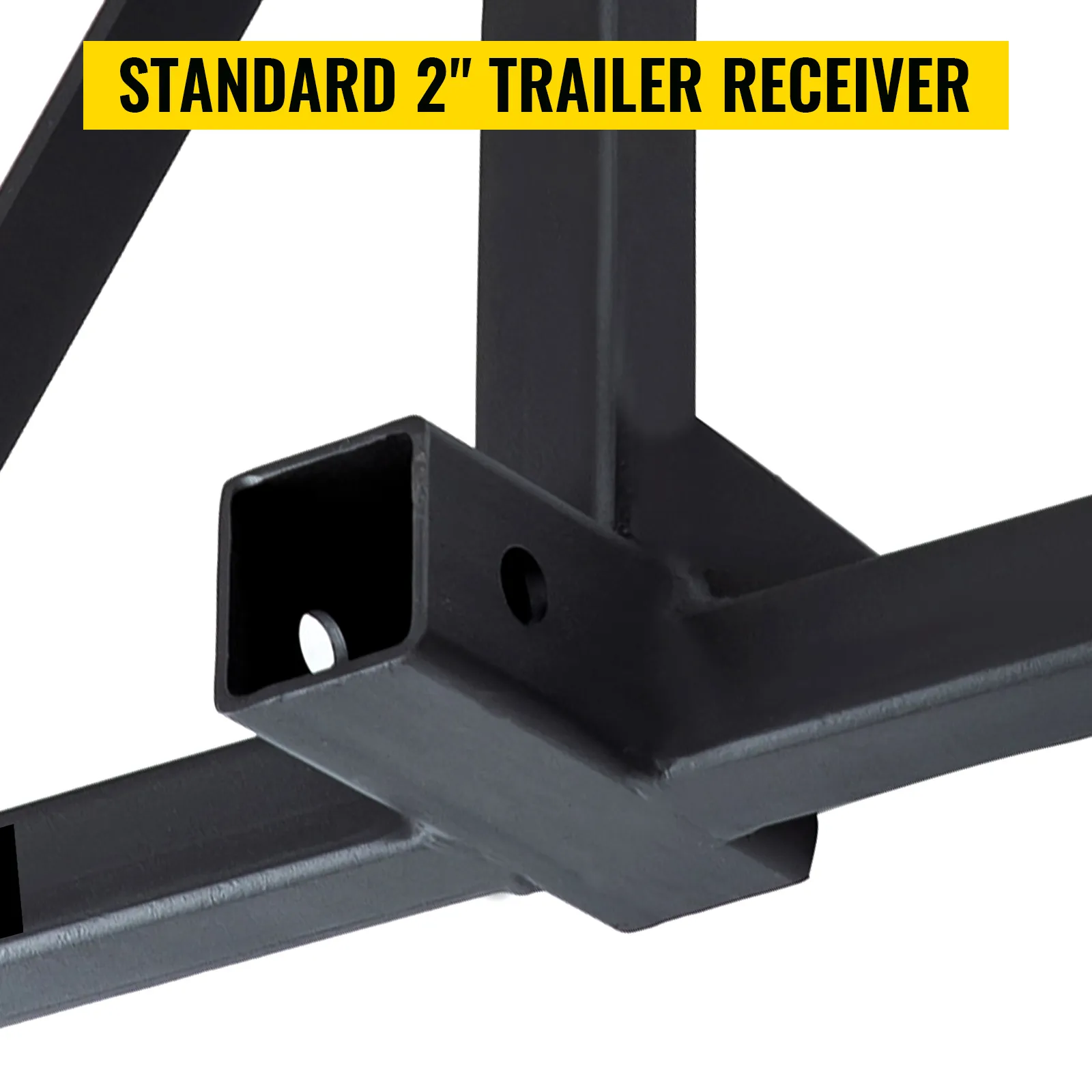 standard 2" trailer receiver for VEVOR trailer hitch with black finish.