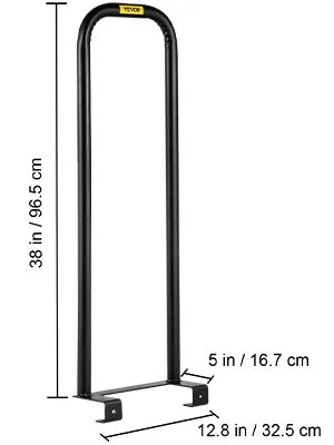 VEVOR dolly converter dimensions: 38 in height, 5 in width, 12.8 in base length.