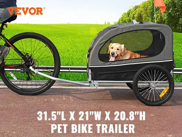 Rimorchio da bici per cani VEVOR con interni spaziosi, elevata capacità di carico e adatto per ruote di bicicletta da 22"-28".