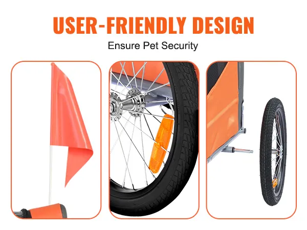 VEVOR-Fahrradanhänger für Hunde mit Sicherheitsflagge, Radreflektor und abnehmbaren Rädern zur Sicherheit Ihres Haustiers.