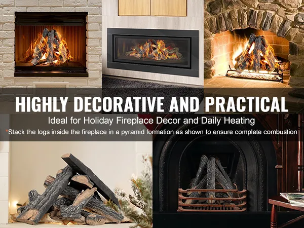 highly decorative fireplaces with VEVOR gas fireplace ceramic logs for holiday decor and daily heating.