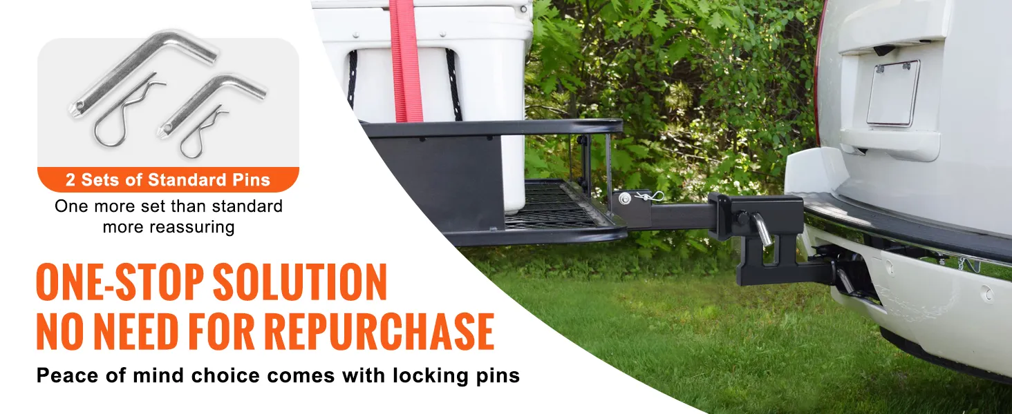 VEVOR hitch adapter with 2 sets of locking pins for secure attachment on a vehicle.