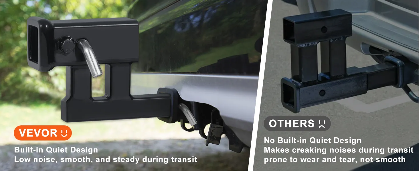 VEVOR hitch adapter with built-in quiet design for smooth, low-noise transit compared to others.