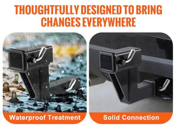 VEVOR trailer hitch riser with waterproof treatment and solid steel connection for outdoor use.