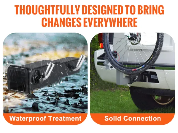 VEVOR trailer hitch extender with waterproof treatment and solid steel connection for stable outdoor use.