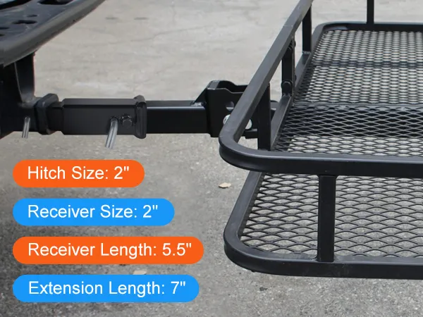 VEVOR trailer hitch extender for easy cargo space expansion, hitch size 2", receiver length 5.5".