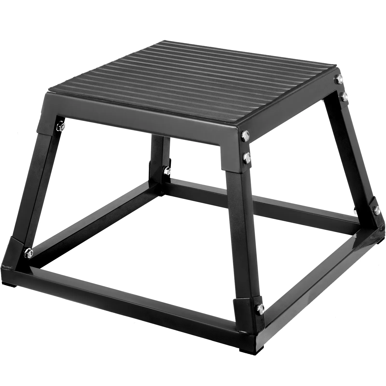VEVOR Plyometrie-Box mit schwarzem Metallrahmen und gerippter Oberseite.