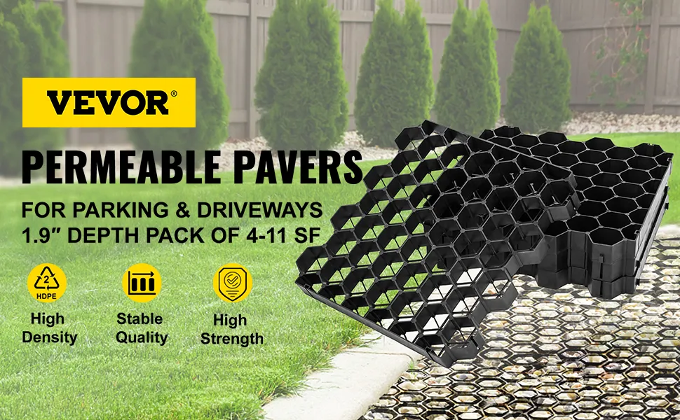 Pavimentos permeables VEVOR para estacionamientos y caminos de acceso, 1,9" de profundidad, alta densidad, estables, resistentes.