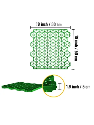 Pavimentos permeables VEVOR: 19 x 19 pulgadas, 1,9 pulgadas de espesor, patrón verde.