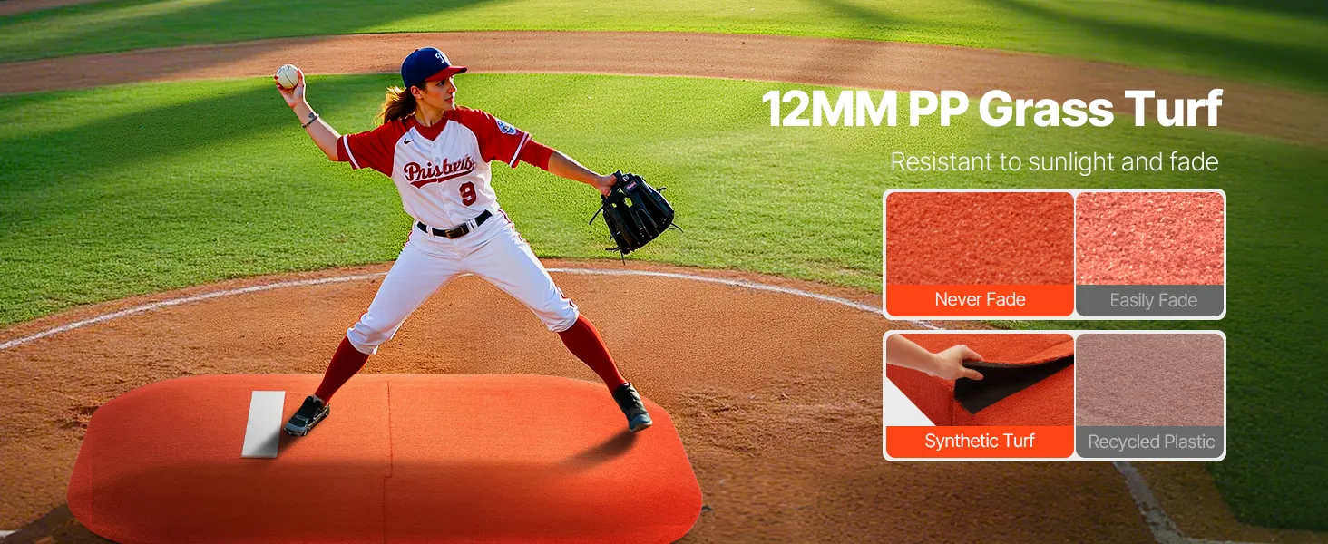 VEVOR Pitching Mound, Portable Baseball Game Mound, 107 in Indoor Outdoor Pitching Practice and Training Equipment, Softball Pitching Aids with Antifade Turf and Pitching Rubber