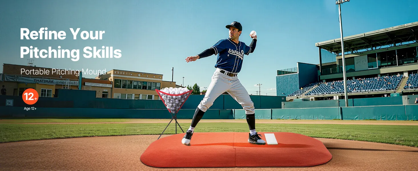 VEVOR Pitching Mound, Portable Baseball Game Mound, 107 in Indoor Outdoor Pitching Practice and Training Equipment, Softball Pitching Aids with Antifade Turf and Pitching Rubber