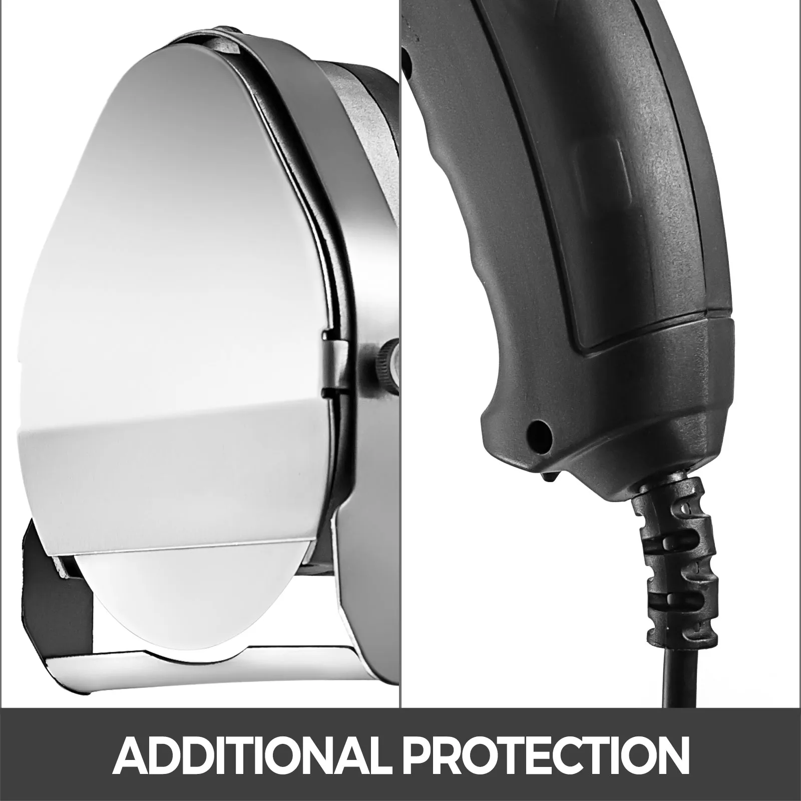 VEVOR elektrisch shoarma mes met veiligheidsvoorziening en ergonomisch handvat.