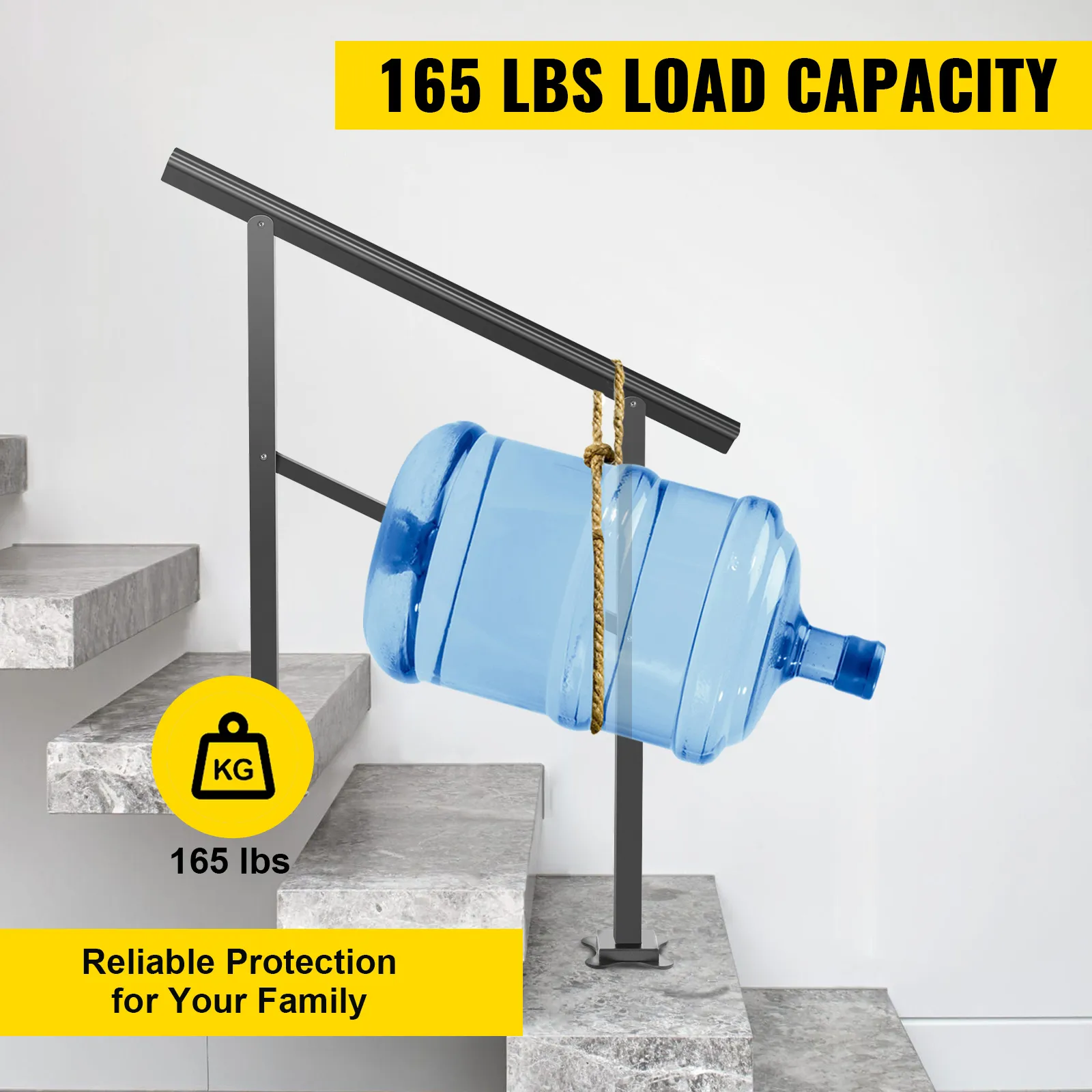 VEVOR-Außenhandlauf mit 75 kg Tragkraft und Wasserkrug. Zuverlässiger Schutz.