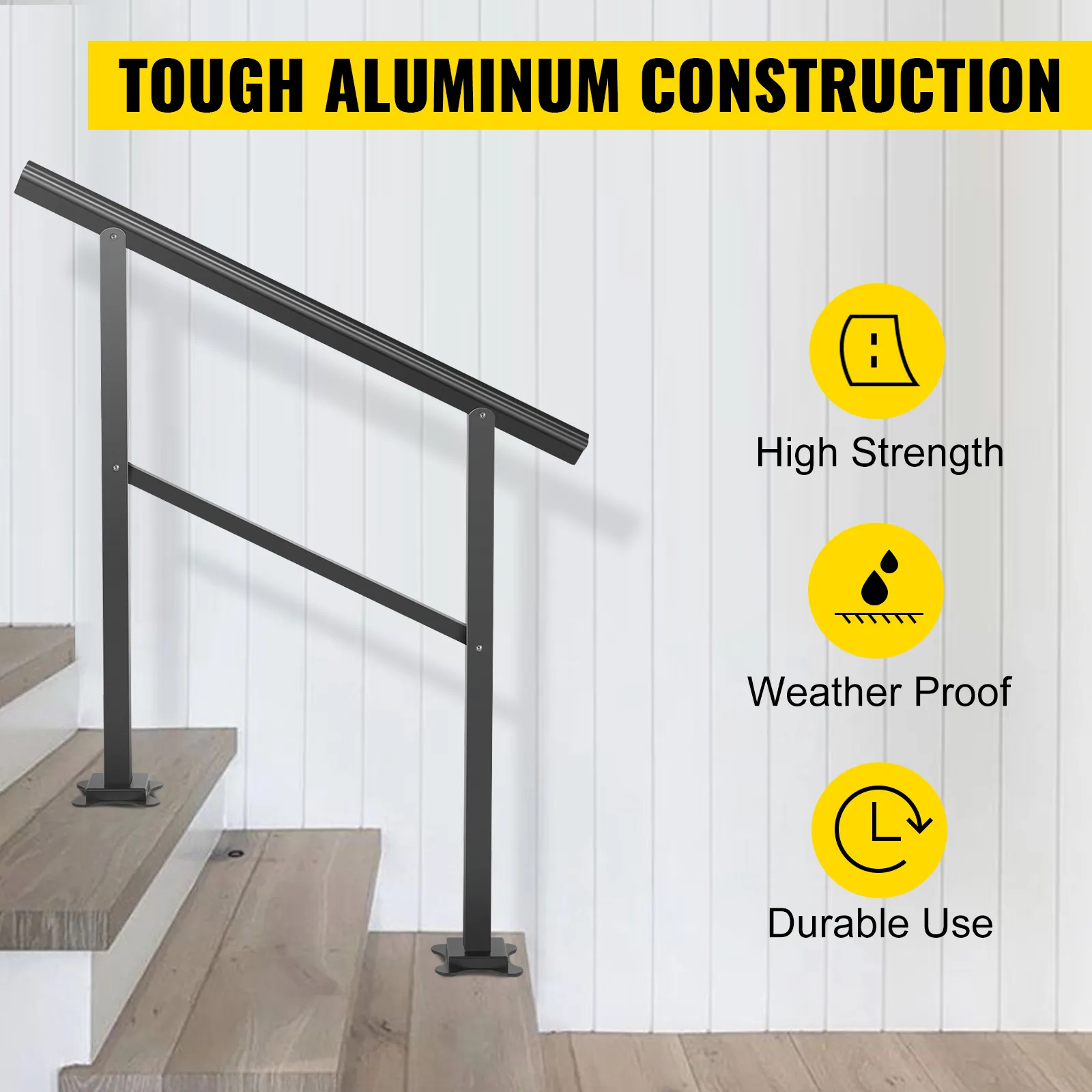 VEVOR-Außenhandlauf für Holztreppen mit langlebiger Aluminiumkonstruktion.