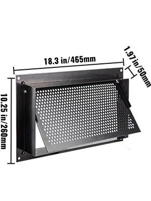 Respiradero de inundación VEVOR con dimensiones 18,3 pulgadas x 10,25 pulgadas x 1,91 pulgadas.