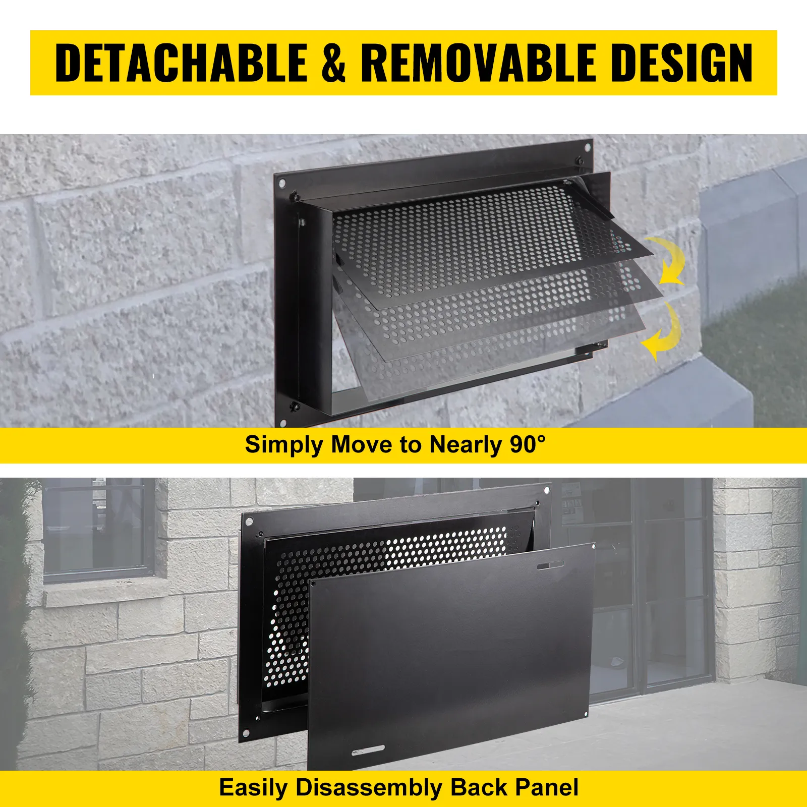 Respiradero VEVOR con diseño desmontable y panel de fácil desmontaje.