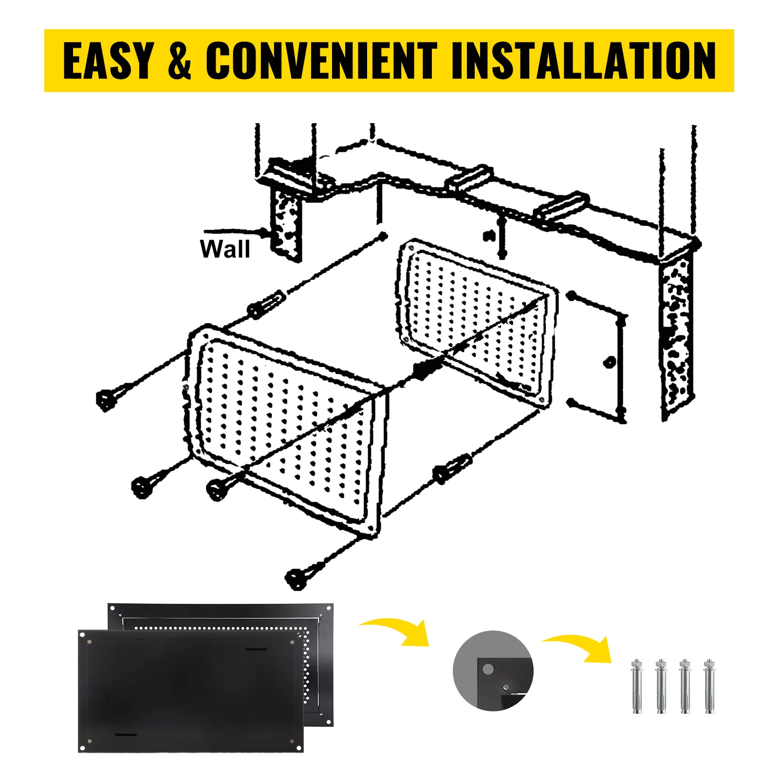 VEVOR flood vent installation guide with included mounting screws.