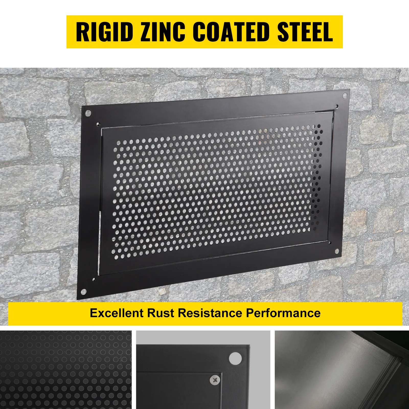 VEVOR flood vent with rigid zinc-coated steel, excellent rust resistance.