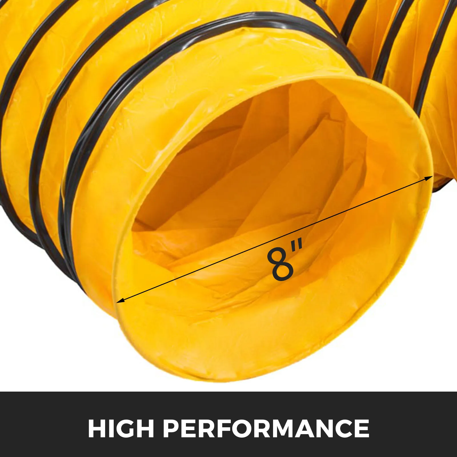 VEVOR flexible duct hose, 8-inch yellow, high-performance ducting.