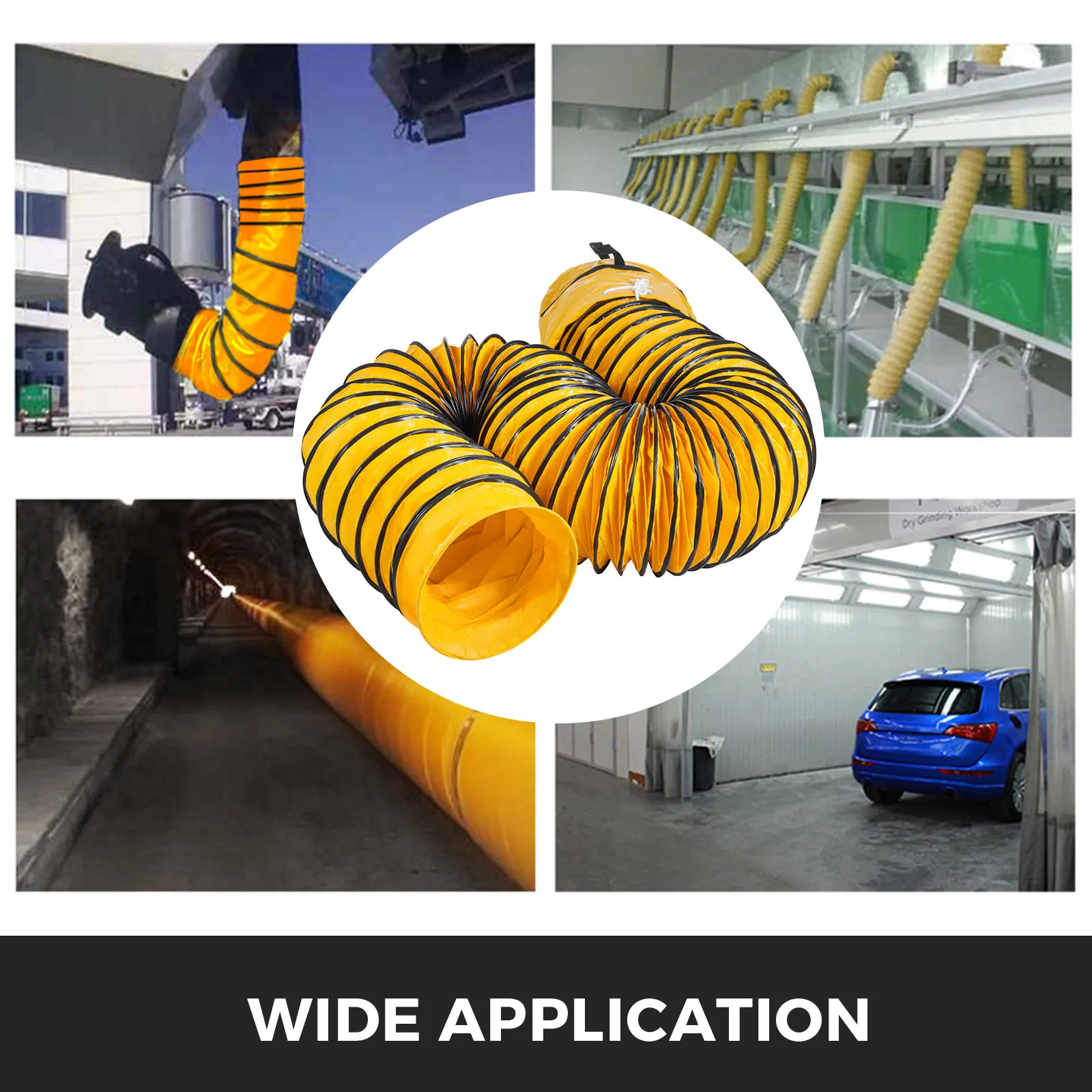 VEVOR flexible duct hose with various industrial applications.
