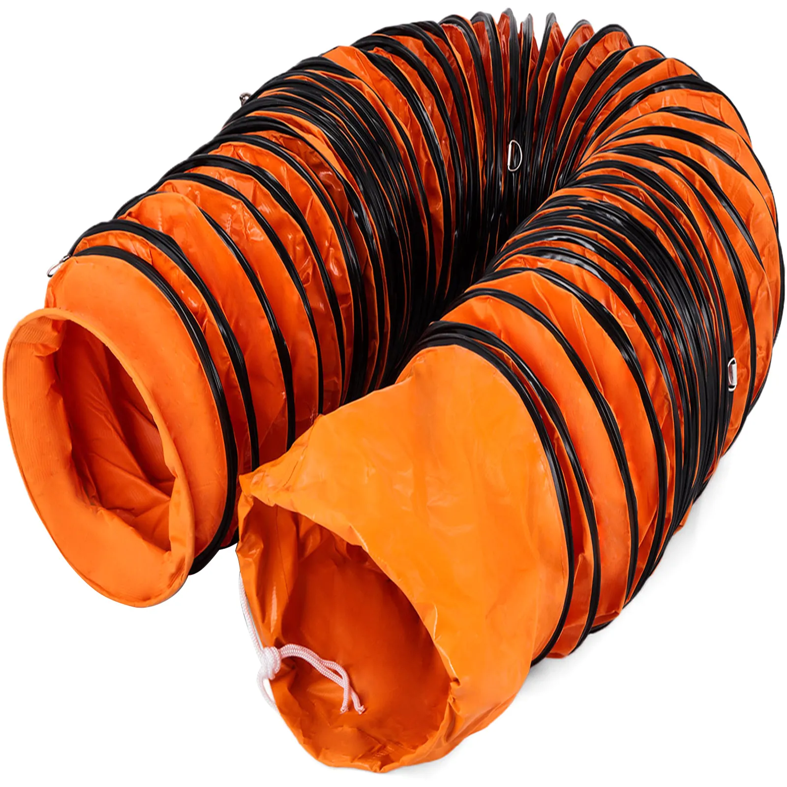 orange VEVOR ducting hose with black rings, flexible insulation vent tube.