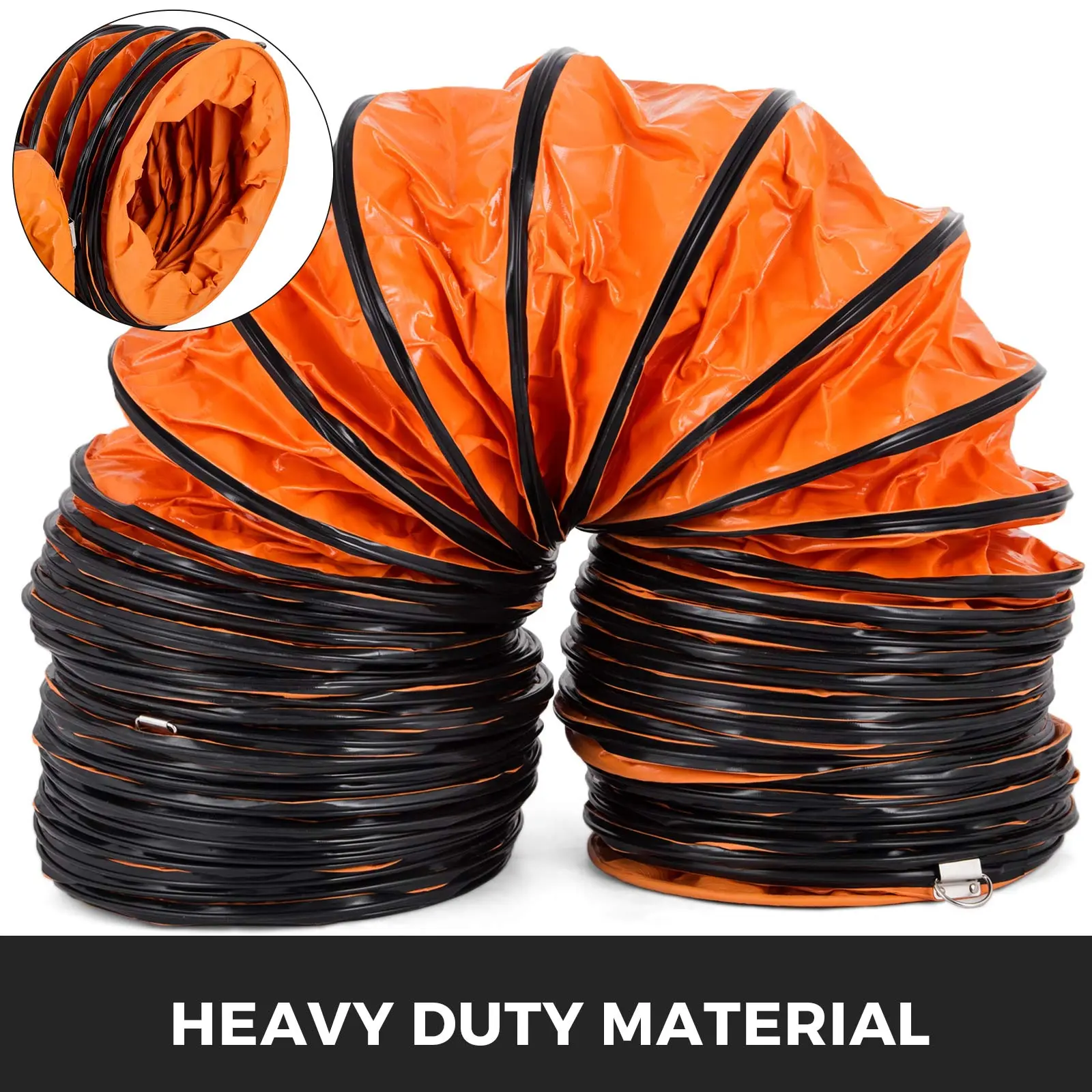 orange VEVOR ducting hose with black spiral wiring for heavy-duty material.