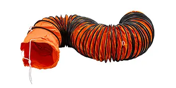 orange VEVOR hvac ducting hose with black coils, coiled on a white background.