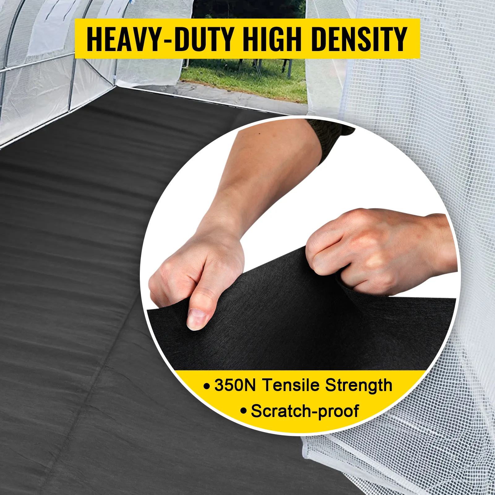 Tela protectora contra malezas para jardín VEVOR, resistente, resistencia a la tracción de 350 N, a prueba de rayones.