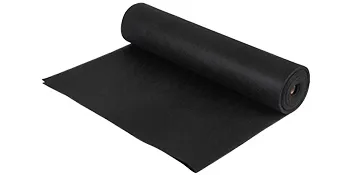 Rollo negro de tela protectora contra malezas VEVOR sobre un fondo blanco.