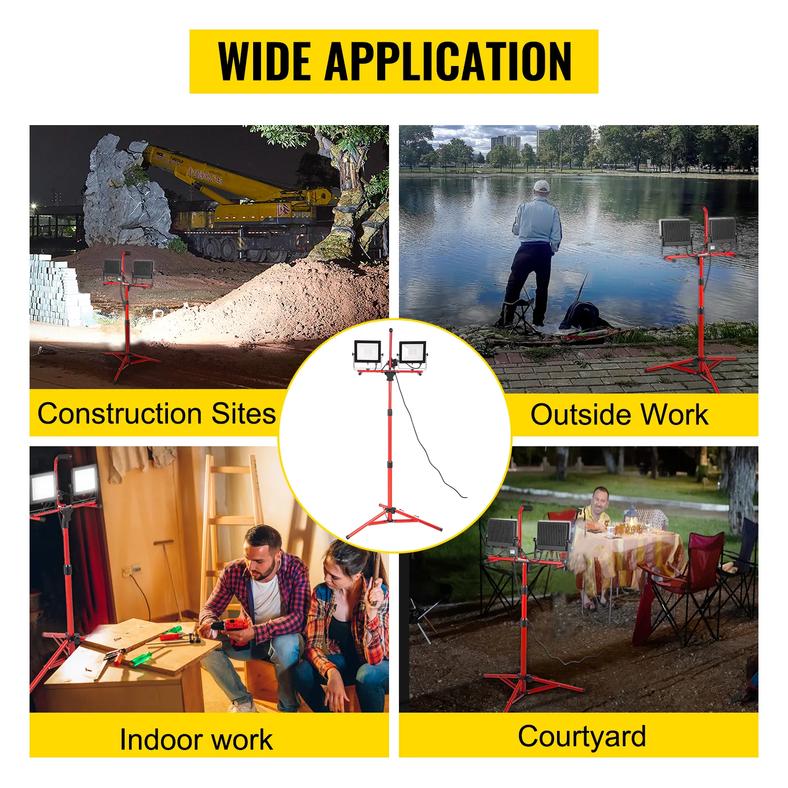 VEVOR led work light for construction, outdoor, indoor, and courtyard use.