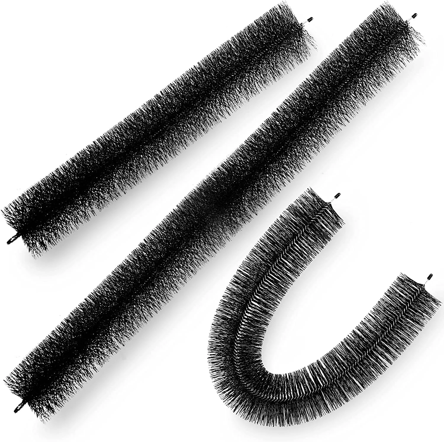 black VEVOR gutter guard brush in varying lengths and shapes on a white background.