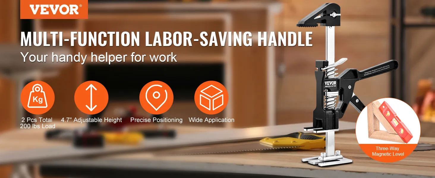 VEVOR labor-saving arm jack with adjustable height, precise positioning, and 200 lbs load capacity.