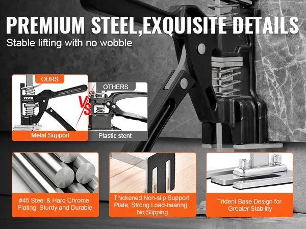 VEVOR labor saving arm jack with premium steel, non-slip support, and trident base for stable lifting.