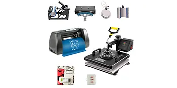 Máquina de sublimación con prensa térmica VEVOR con accesorios y cortador de vinilo.