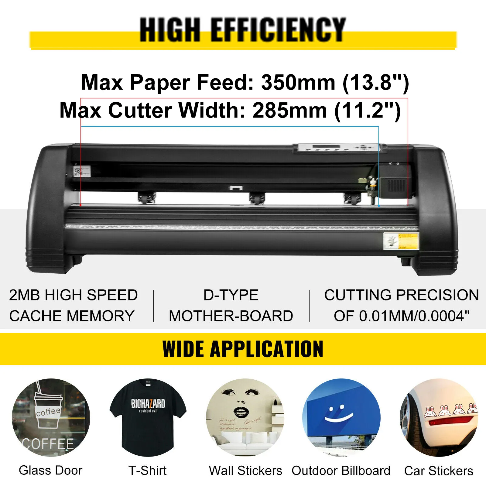 Máquina de sublimación con prensa térmica VEVOR con alimentación máxima de papel de 350 mm y ancho de corte de 285 mm.