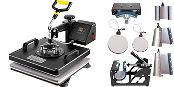 Máquina de prensado térmico VEVOR con accesorios variados para aplicaciones versátiles.