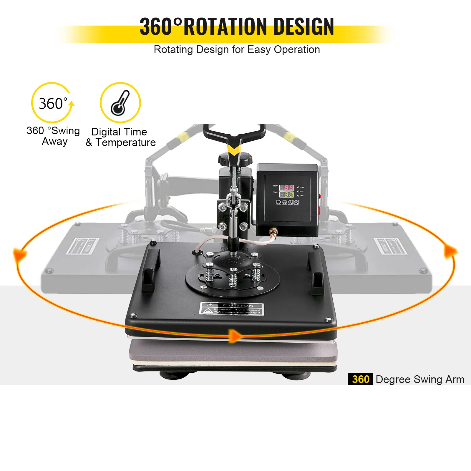 VEVOR 8 in 1 heat press sublimation machine with 360° swing away design