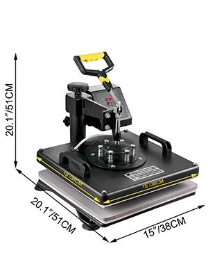 VEVOR heat press machine with dimensions 20.1"/51cm x 15"/38cm.