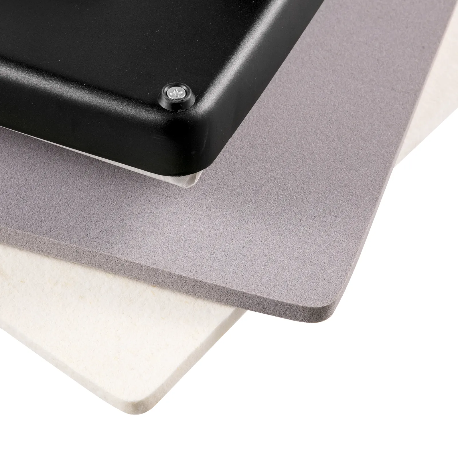 close-up of VEVOR heat press machine's pad and heating plate in stacked layers.