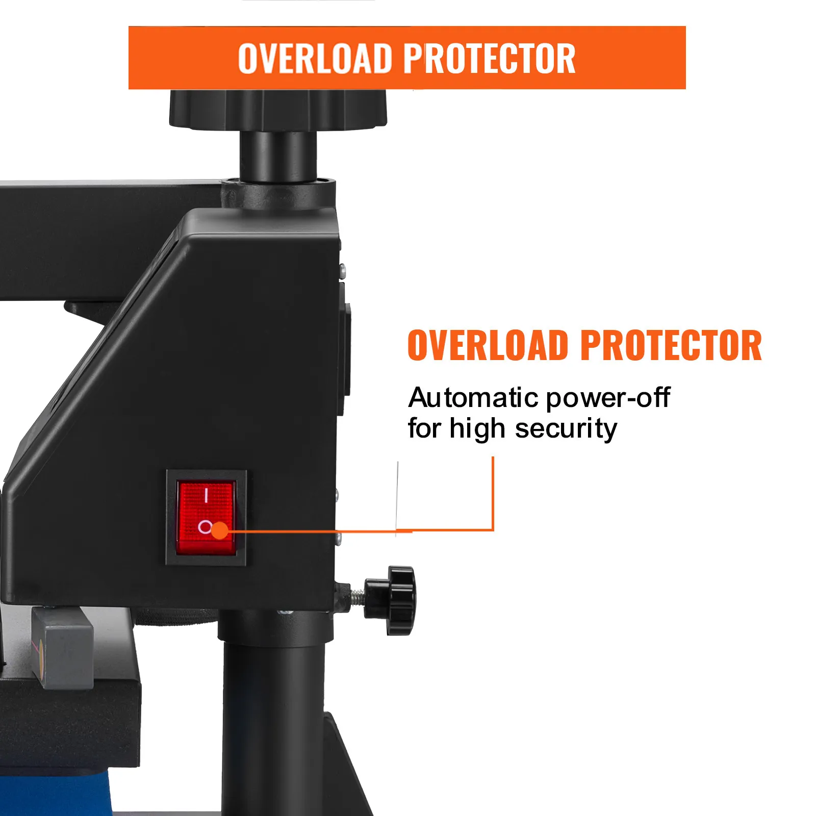 VEVOR hittepers overbelastingsbeveiliging met automatische uitschakeling voor hoge veiligheid.