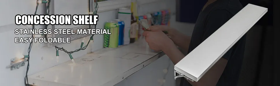 Estante de concesión VEVOR, acero inoxidable, fácil de plegar, para uso del cliente en el mostrador.