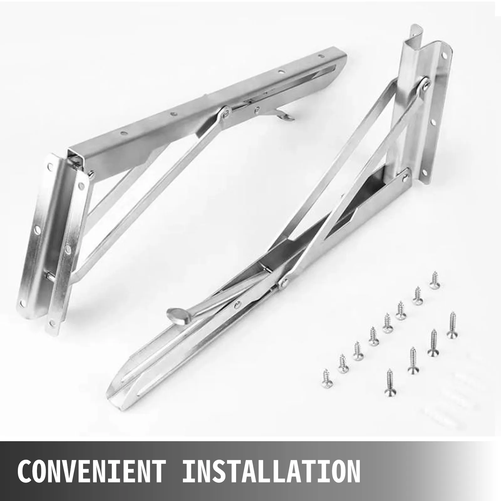 Soportes de montaje para estantes de concesión VEVOR con tornillos, que muestran una instalación conveniente.